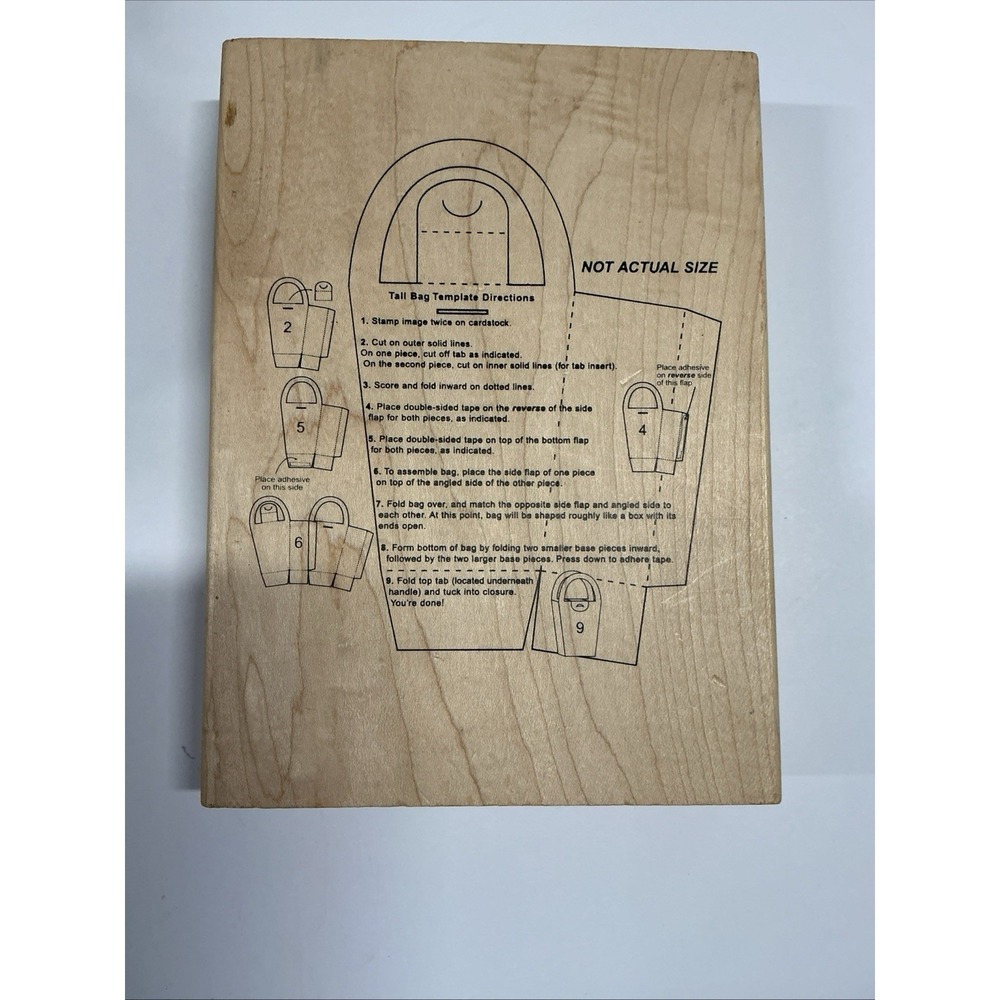Wood Rubber Stamp Inky Antics Stamps Lg 5" X 7" Tall Bag‎ Template